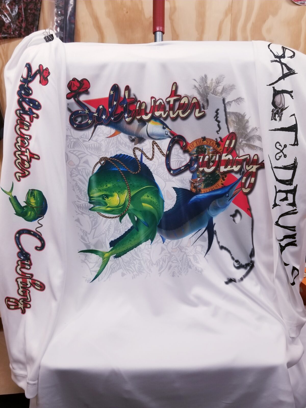 Fishing Themed Salt Devils - Saltwater Cowboy Long Sleeve Performance Shirt Limited Edition