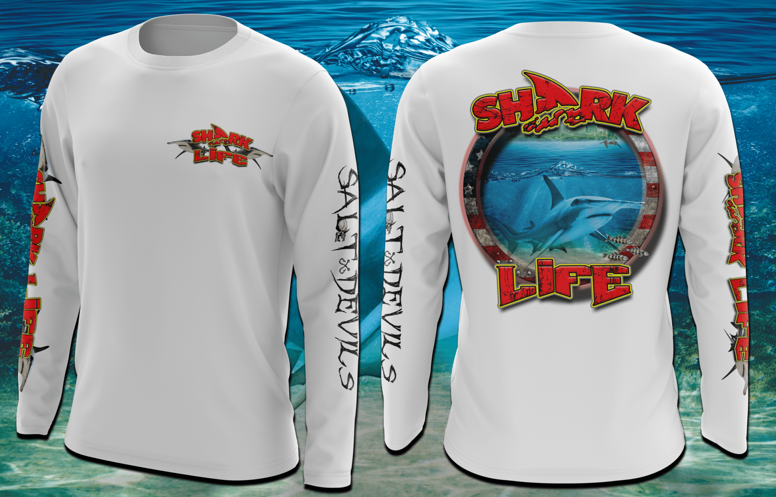 Long Sleeve Performance Shirts Salt Devils - Shark Life Shirt
