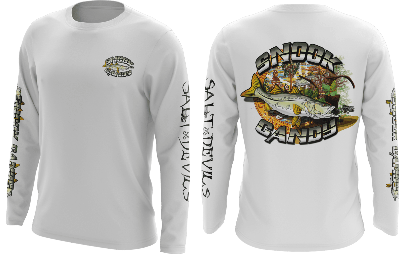 Salty Scales Snook Florida Flag Fishing Shirt for Men, UPF Performance  Clothing