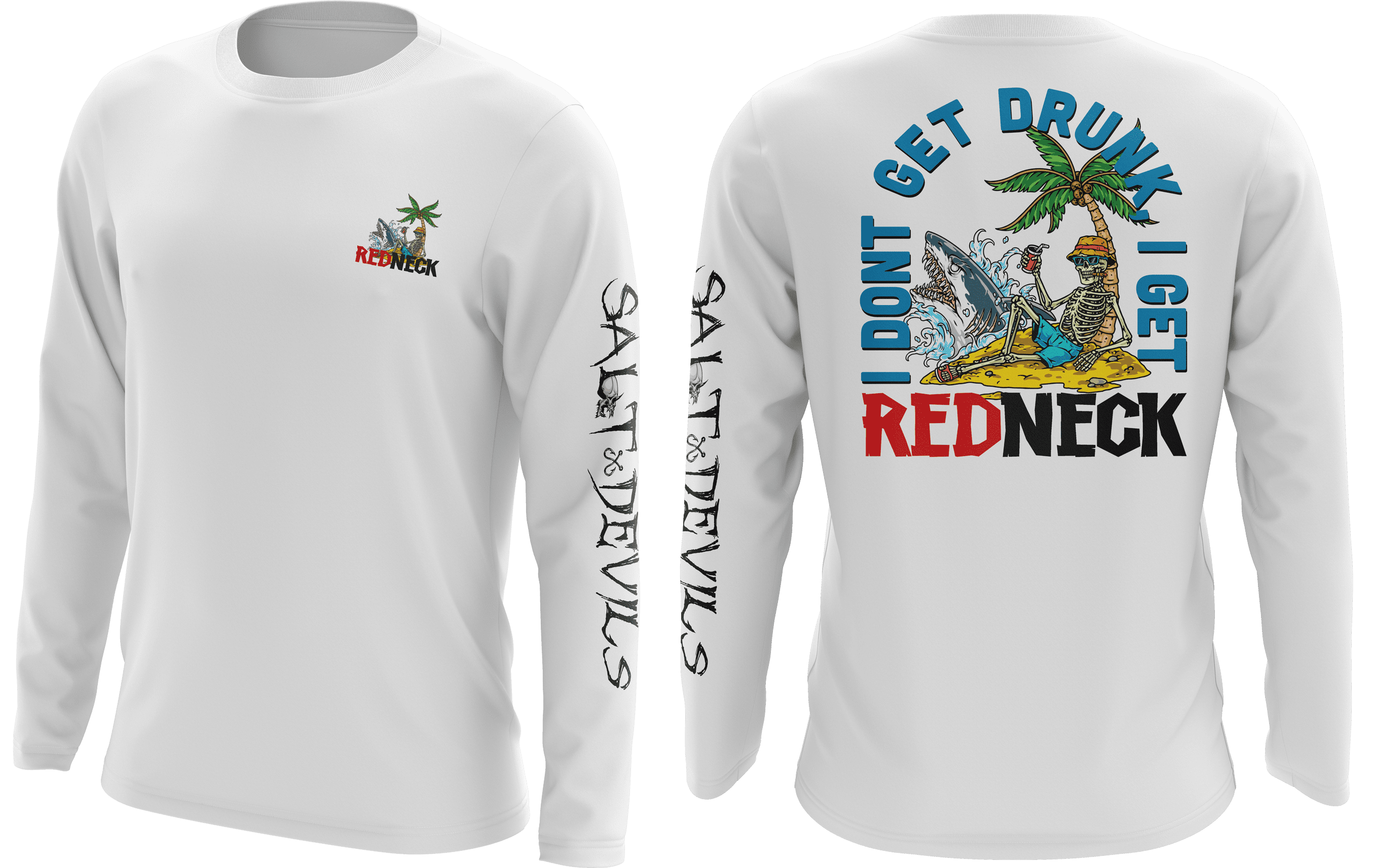 Beach Themed Salt Devils - Get Redneck Long Sleeve Performance Shirt