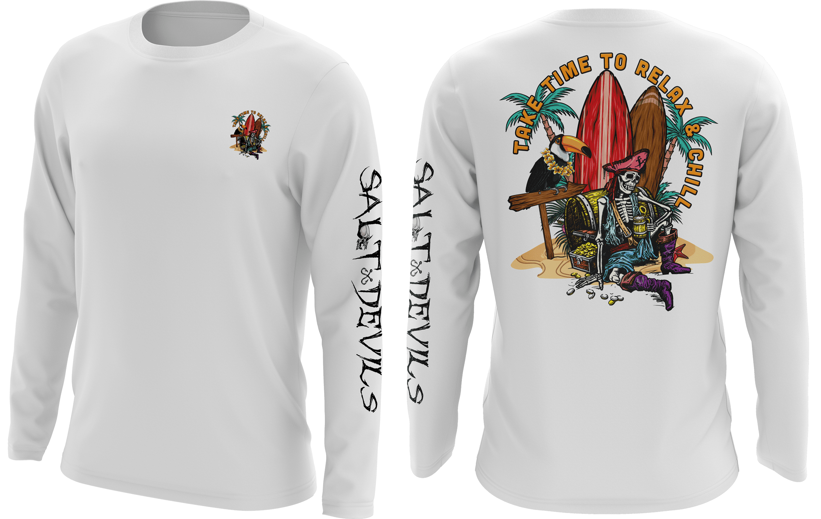 Beach Themed Salt Devils - Relax and Chill Long Sleeve Performance Shirt