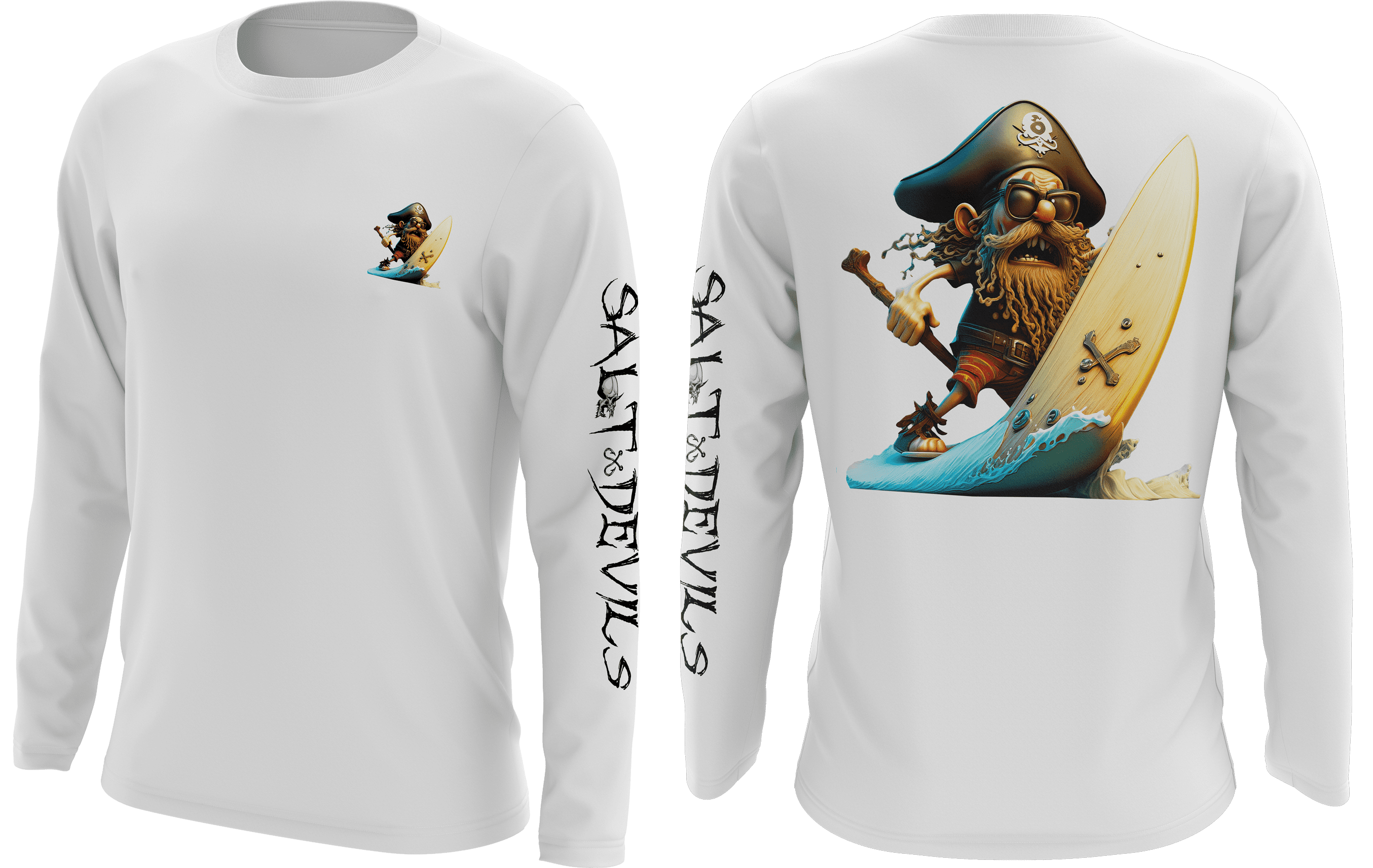 Long Sleeve Performance Shirts Salt Devils - Pirate Surfer Shirt