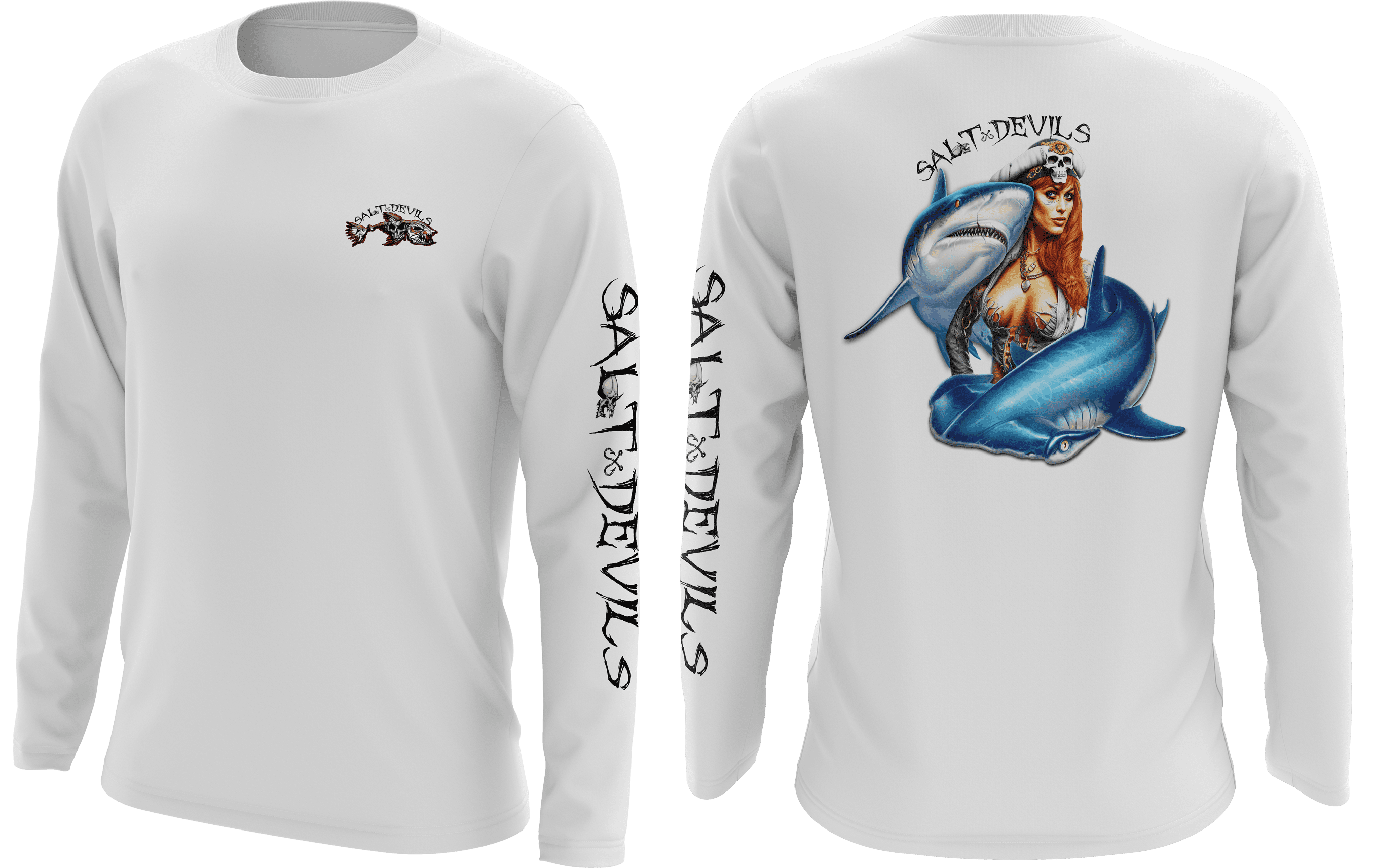 Salt Devils – Redhead Shark Long Sleeve Performance Shirt – Salt Devils