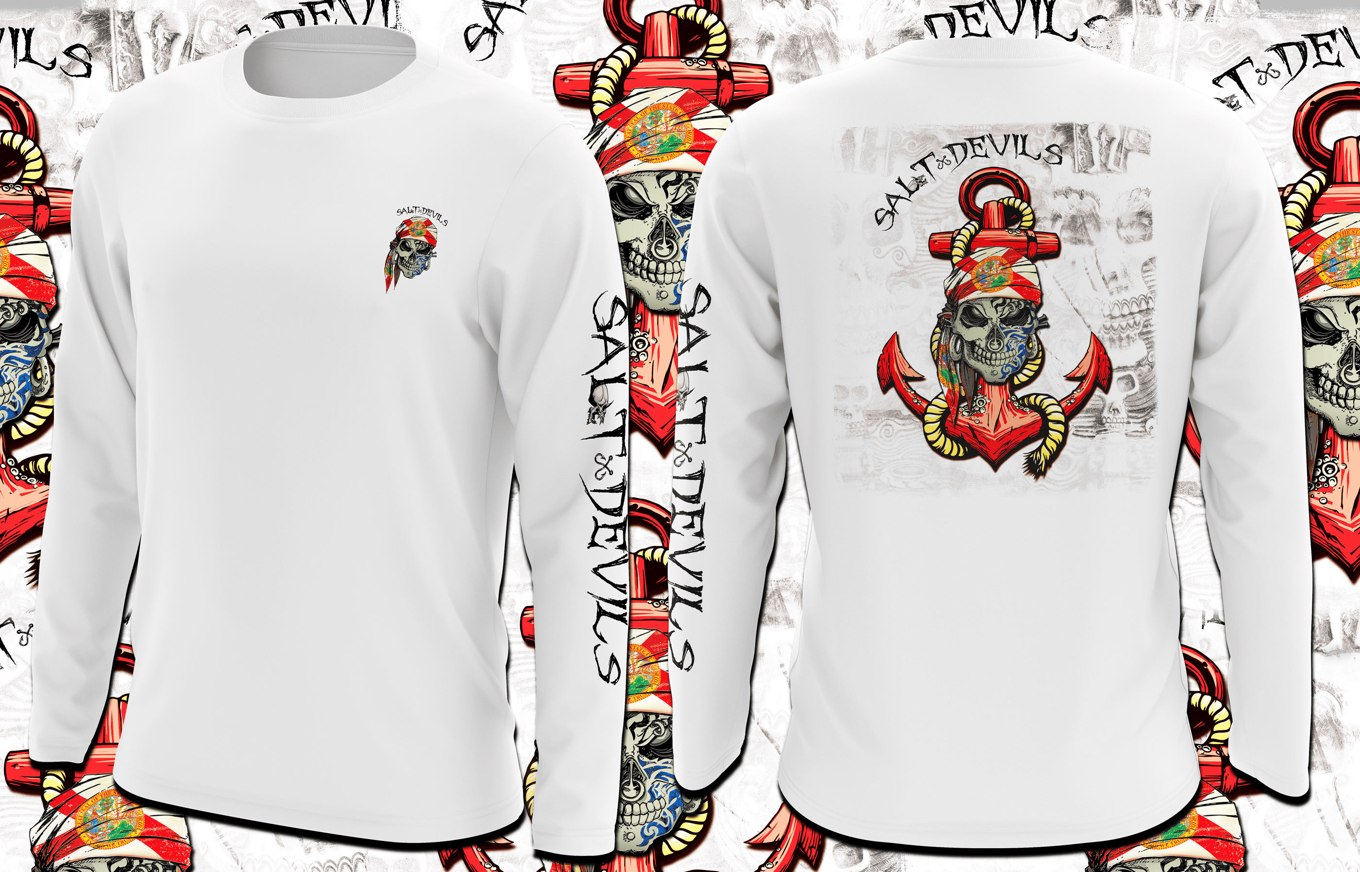 Anchor Series Salt Devils - Florida Jolly Roger Long Sleeve Performance Shirt